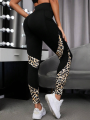 Leopard Mesh Insert Sports Leggings With Phone Pocket.