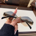 New Rice Nail Frameless Rhombus Sunglasses Men's Personalized Metal Frame Car Sunglasses 90318.
