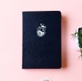 Black or Navy BuJo Potion Sparkle Minimalistic Bullet Journal Notebook Dot grid Diary Dotted pages Holographic Foil on leather journals. 