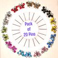 10 and 20 Pcs Multicolor Crystal Rhistones Butterfly Brooch Muslim Islamic Hijab Scarf Abaya Fixed Pins Fashion Jewelry Women's Accessories. 