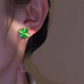 Fashionable Green Leaf Small Stud Earrings Chic Gold Color Metal Posting Earrings Tiny Daily Wear Jewelry For Women.