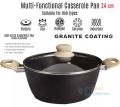 Granite Coating Forged Aluminum Non Stick Casserole with Glass Lid 26/28 cm with Bakelite Wood Effect Handle, Prime Quality Cookware induction cooker. 