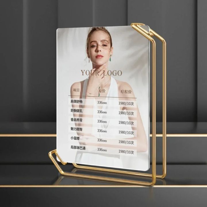 6 Inch A4 Metal Acrylic Photocard Holder Table Menu Display Stand Poster Family Photo Frame for Home Desktop Decoration Ornament