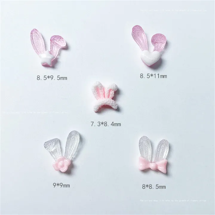 20pcs%203D%20Korean%20Rabbit%20Ear%20Resin%20Nail%20Art%20Charms%20Pink%20White%20Bunny%20Kawaii%20Jewelry%20Nail%20Rhinestones%20Decorations%20Accessories%20DIY%20-%20Image%204