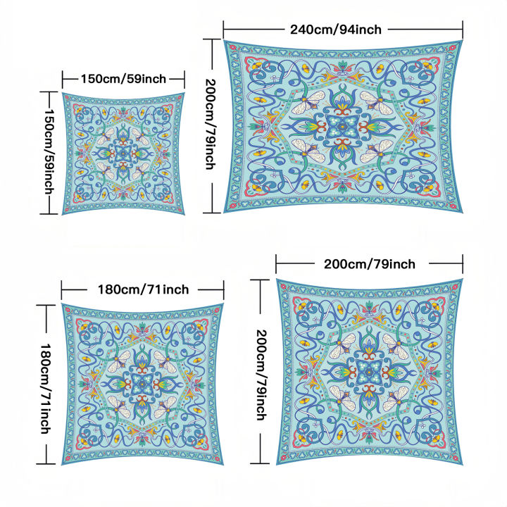 1%20Pc%20Turquoise%20Bohemian%20Butterfly%20&%20Floral%20Tile%20Print%20Outdoor%20Canopy%20Portable%20UV%20Protection%20Sun%20Shade%20for%20Beach%20Garden%20Camping%20-%20Image%205