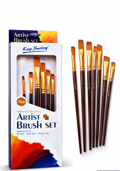 Keep Smiling Artist Brush Set 7pcs – Professional Paint Brushes for Oil ...
