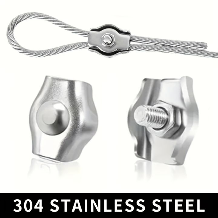 Removable Socket Wire Rope 10/20pcs Stainless Steel 304 Cable Clamps Rust Resistant Removable ...