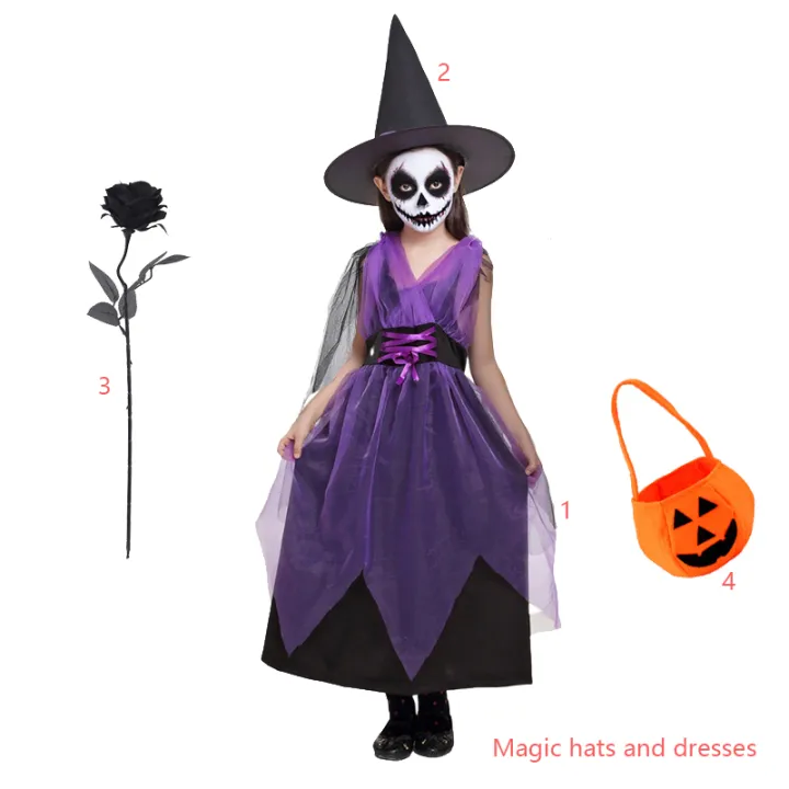 Kids%20Witch%20Halloween%20Costume%20Witch%20Cosplay%20Dress%20and%20Magic%20Hat%20Set%20Carnival%20Party%20Clothes%20for%20Girls%20Gothic%20Vampire%20Costume%20-%20Image%205