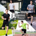 Quick-drying Men Running Shirts Fitness Compression Gym Polyester Sports T-shirt Black 2023 Workout Training Muscle Fit Clothing. 