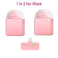 Pink 1 In 4 Wireless Lavalier Microphone Noise Reduction With Windproof Cap Mute Recording Function Portable Audio Video Live. 
