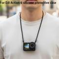 For DJI Osmo Action 6 Silicone Protective Case with Lanyard and Lens Cap. 
