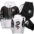 Fashion Men Single Piece Sweatshirts Sweatpants Versatile Men's Tracksuit Casual Comfort Daily Sports Simple Splashed Ink Hoodie.