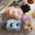 PACK of 5 Random organza  Lightweight Hair Scrunchie Scrunch Bobble Elastic Band Handmade medium size hair tie fashion hair accessories for women and girls hair rope soft tissue organza fashion transparent scrunchies. 