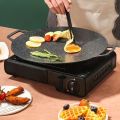 Non-Stick Iron Griddle Non-Stick Large Iron Griddle Skillet- Induction Compatible Portable BBQ Plate for Home & Outdoor Camping. 