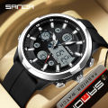 SANDA 9053 G Style Men's Electronic Watch With Dual Displays Waterproof Night Light LED Men's Electronic Digital Watch. 