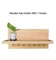 wood Key Holder With 1 Shulf & 7 hooks. 