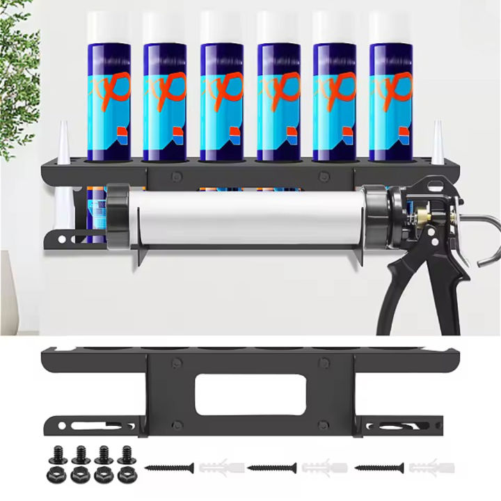 Caulk Tube Holder Wall Mounted Hand Caulking Tool Organizer Rack Metal ...