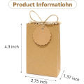 10/20/30pcs Retro Kraft Paper DIY Bag White Brown Cookie Wedding Favor Candy Box Food Packaging Bag With Rope Birthday Deco.