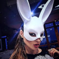 Black White Rabbit Bunny Mask Bunny Half Long Ears Masquerade Mask for Halloween Birthday Party Easter Costume Accessory. 