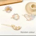 4Pcs, Set Sweet Crystal Hair Clips for Women, Korean Bow, Pearl, Star, Moon, Starfish, Bear Hairpins, Stylish Hair Accessories. 