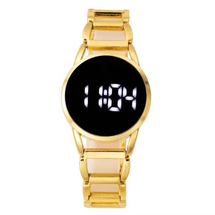 Luxury%20women%E2%80%99s%20stainless%20Steel%20Strap%20Round%20Screen%20Novelty%20Snap%20Bracelet%20Watch%20Metal%20Band%20Touch%20Screen%20Digital%20Electronic%20Watch%20-%20Image%204