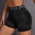 Women Seamed with Pocket Three Point Pants Yoga Shorts High Waist Letter Elastic Butt Lift Leggings Gym Trainning Slim Leggings.
