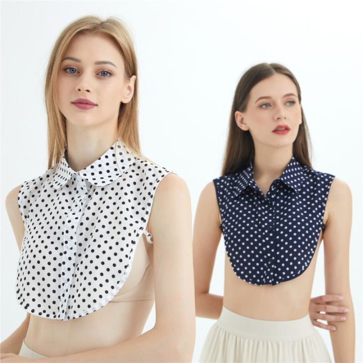Cotton%20Front%20Tie%20for%20Women%20Polka%20Dots%20Fake%20Collar%20Lapel%20Detachable%20Collar%20Shirt%20Stand%20Detachable%20Female%20False%20Collar%20Decor%20-%20Image%202