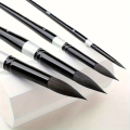 7Pcs Squirrel Hair Brush Set - Round/Pointed Tips for Gouache/H2O | Beginner Artist Kit W/Wood Handle (No Shed). 