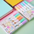 6Pcs/set Kawaii Heart Stamp Highlighter Cute Candy Colors Drawing Painting Art Marker Pen School Supplies Korean Stationery. 
