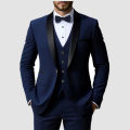 Men's Formal Suit Set Business Casual Slim Fit Tuxedo for Wedding, Long Sleeve Notch Lapel, Groom. 