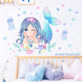 Cartoon Jellyfish Mermaid Wall Stickers for Kids Room Decor Background Girls Bedroom Living Room Home Decoration Wall Decal Glow. 
