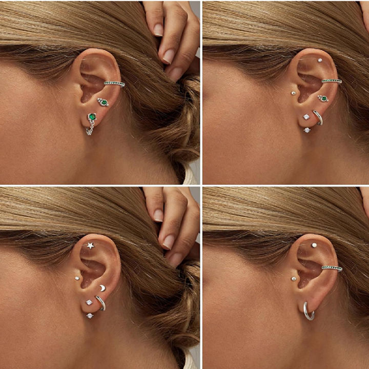 2Pcs%20Dainty%20Stainless%20Steel%20Flat%20Back%20Stud%20Earrings%20for%20Women,%20Trendy%20Cartilage%20Earrings%20Small%20Huggie%20Hoop%20Earrings%20Jewelry%20-%20Image%204