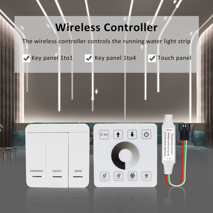DC5-24V WS2811 Running Water Flowing LED Light Strip Controller Panel Reflux Pixel 3Key Touch Panel Wireless Switch Controler