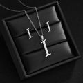 Fashion Stainless Steel Alphabet Initial Necklace 26 English Letter Earrings Necklace For Women Set Personalize Jewelry .