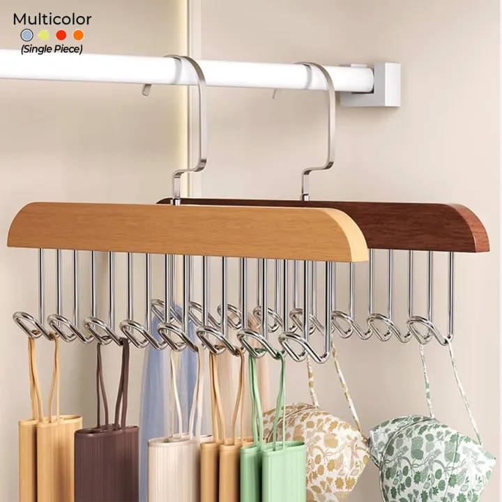 8%20Hook%20Wooden%20Hanger%20for%20Clothes%20Hanging%20Rack%20Multi%20Hook%20Wardrobe%20Accessories%20Lingerie%20Belts%20Scarfs%20Tops%20Bras%20For%20Women%20-%20Image%202