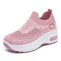 Womens Casual Shoes 2025 New Spring Height Increase Chunky Sneakers Slip On Breathable Walking Shoes Non Slip Thick Sole Flats. 