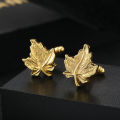 New Tide Alloy Leaf Men's Cufflinks Simple Maple Leaf Metal Sleeve Studs Button Retro Solid Shirt Button Dress Accessories. 