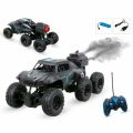RC 6-Wheel Monster Truck with Mist Sprayer 1:18 Scale Big Size Remote Control Off-Road Jeep Smoke Rock Crawler with Lights and Rechargeable Battery High Speed Terrain Racer RC Car Toy for Kids Boys Birthday Gift. 