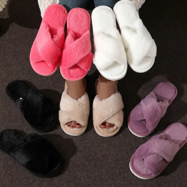 Autumn%20New%20Fashion%20Cross%20Strap%20Fur%20Slippers%20Women%20Indoor%20Light%20Warm%20Plush%20Home%20Slippers%20Woman%20Faux%20Fur%20Flat%20Heel%20Couple%20Slides%20-%20Image%206