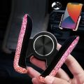 Crystal Car Phone Holder Car Air Vent Mount Clip Mobile Phone Holder Woman Diamond Auto Phone Bracket Interior Accessories Amagi.
