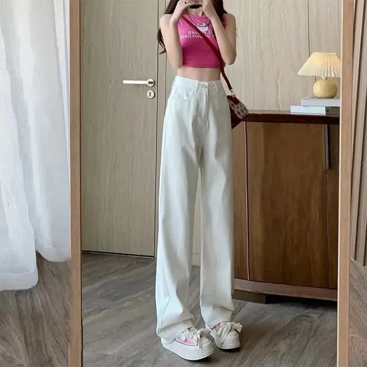Fashion%20Artistic%20Lightweight%20Women%20Trendy%20Wide-legged%20Pants%20Simple%20Style%20Solid%20High-Waist%20Design%20Suitable%20Casual%20White%20Trousers%20-%20Image%205