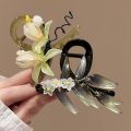 2025 New Flower Hair Claw For Women Elegant Chinese Style Magnolia Bamboo Leaf Peach Blossom Hair Clips Summer Beach Shark Claws.