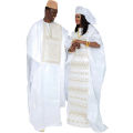 African Dresses For Couples Traditional Bazin Embroidery Dresses Floor Length Dress With Scarf Couple Design.
