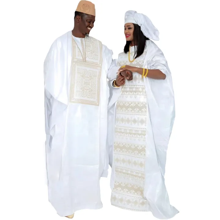 African%20Dresses%20For%20Couples%20Traditional%20%20Bazin%20Embroidery%20Dresses%20Floor%20Length%20Dress%20With%20Scarf%20Couple%20Design%20-%20Image%204