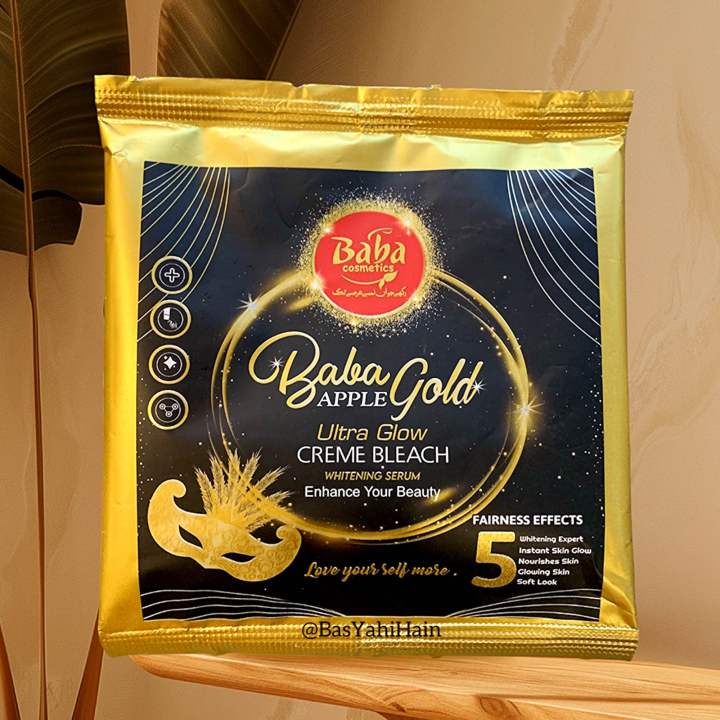 Baba Apple Gold Ultra Glow Cream Bleach Sachet For All Skin Types (Pack Of 5 Pcs)