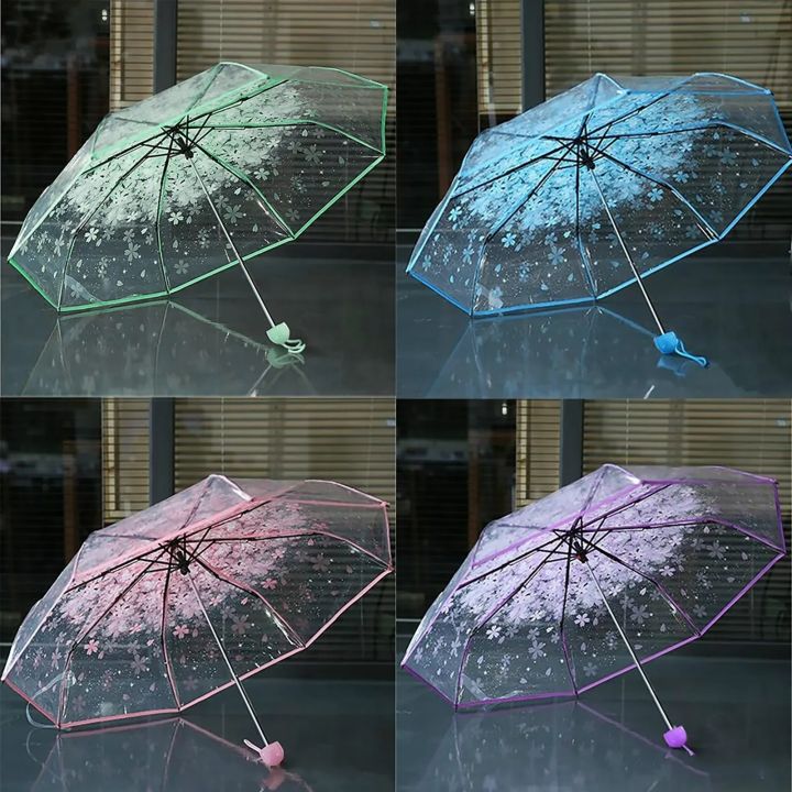 1PCS%20Portable%20cute%20flower%20household%20rain%20gear%20cherry%20blossom%20transparent%20umbrella%20wind%20and%20rain%20protection%203%20fold%20PVC%20umbrella%20-%20Image%205