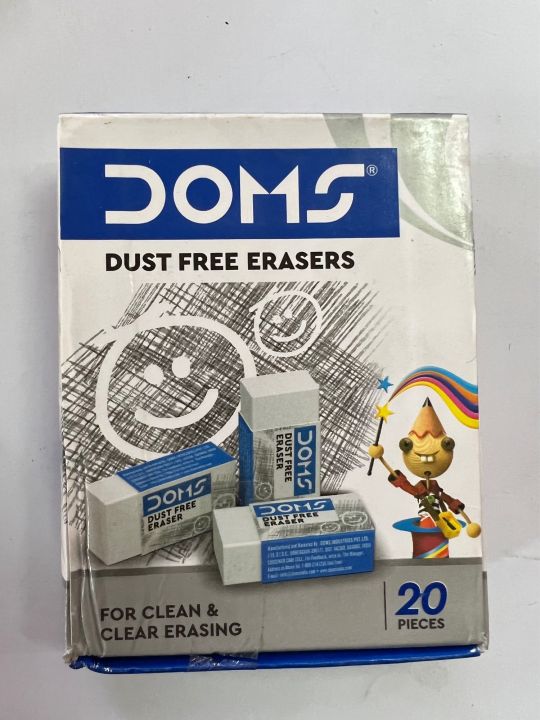 Doms Dust Free Eraser For Clean,Clear Erasing And Doms Pencil Sharpner set of each