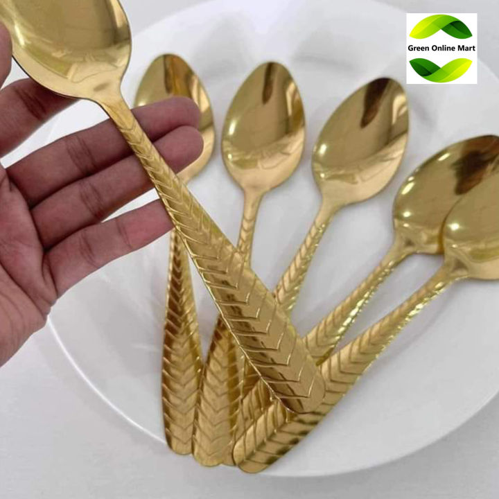 08 inch Gold Curry Spoon 06 pieces of set medium size Curry Spoon ...
