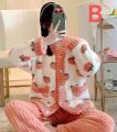 Autumn Winter Warm Flannel Women Pajamas Sets Thick Coral Velvet Long Sleeve Cartoon Sleepwear Flannel Pyjamas Set. 