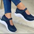 Round Head Knitted Women's Thick Sole Single Shoes Women's Large Size 36-43 Grid Casual Women's Shoes Sneakers Women. 